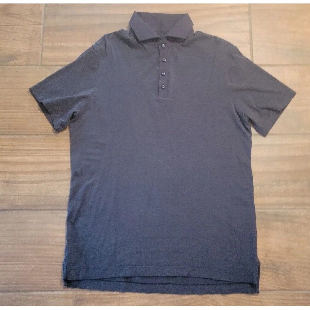 Lululemon Short Sleeve Polo Shirt Black Micro Striped Men's Size Large